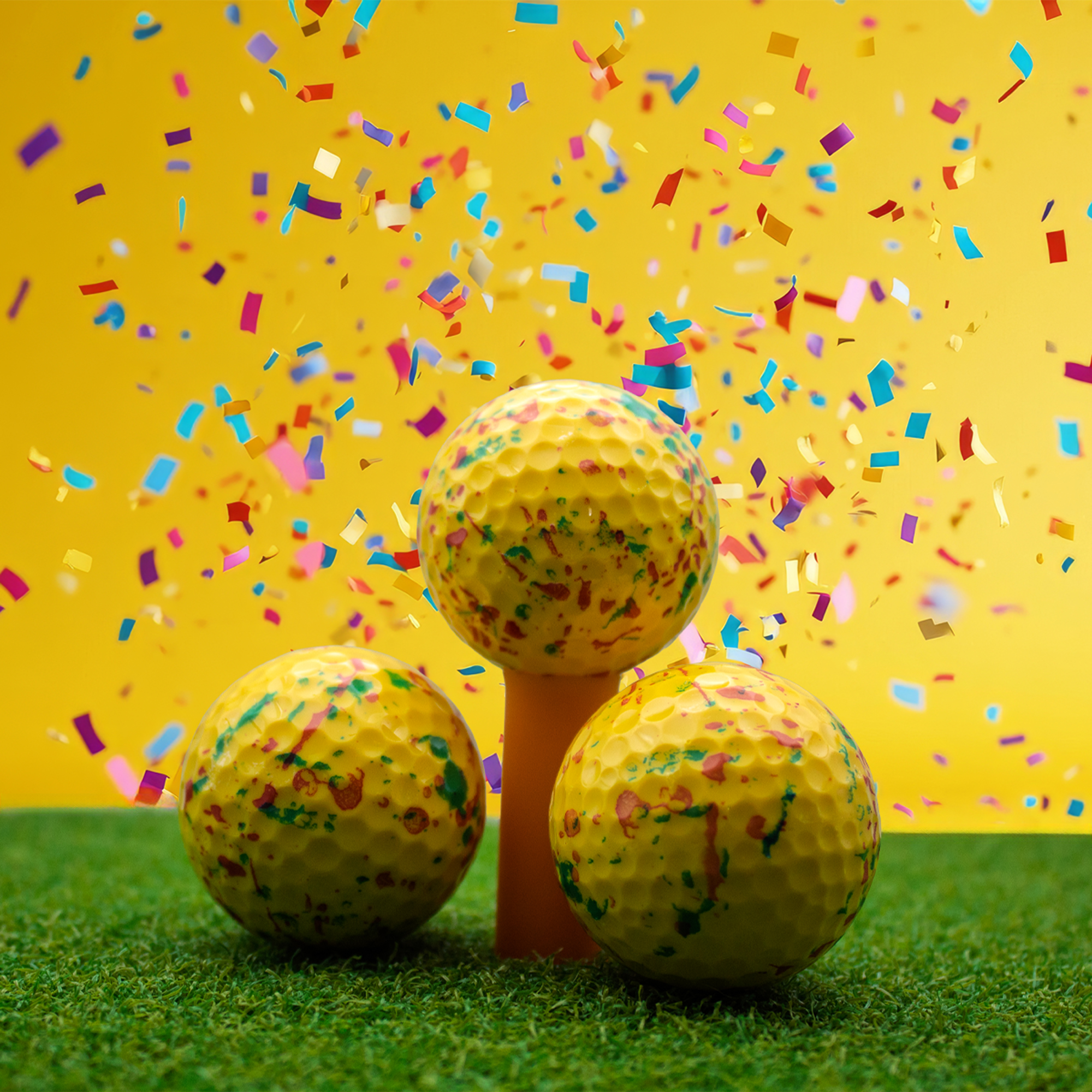 Yellow Confetti Golf Balls, 12 Pack by GBM GOLF