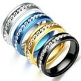 thumbnail image 3 of GKNET Stainless Steel Bridal Wedding Ring Fashion Party Delicate Jewelry For Women Men-20# 6mm Black Roman numerals-7, 3 of 9