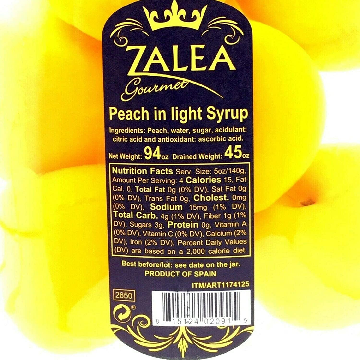 Peach in Light Syrup Product of Spain 94oz Jar