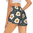 thumbnail image 3 of Bixox Women's Cute Poached Eggs pattern 2 in 1 Running Shorts - Lightweight Athletic Workout Gym Yoga Shorts Liner with Pockets - Small, 3 of 7