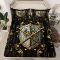 thumbnail image 2 of Homewish Retro Medieval Knight Twin Sheet Sets 3pcs for Boys Girls,Vintage Soldier Sword Twin Fitted Sheet Microfiber,Chic Floral Flower Breathable Flat Sheet,Lightweight Room Decor, 2 of 7