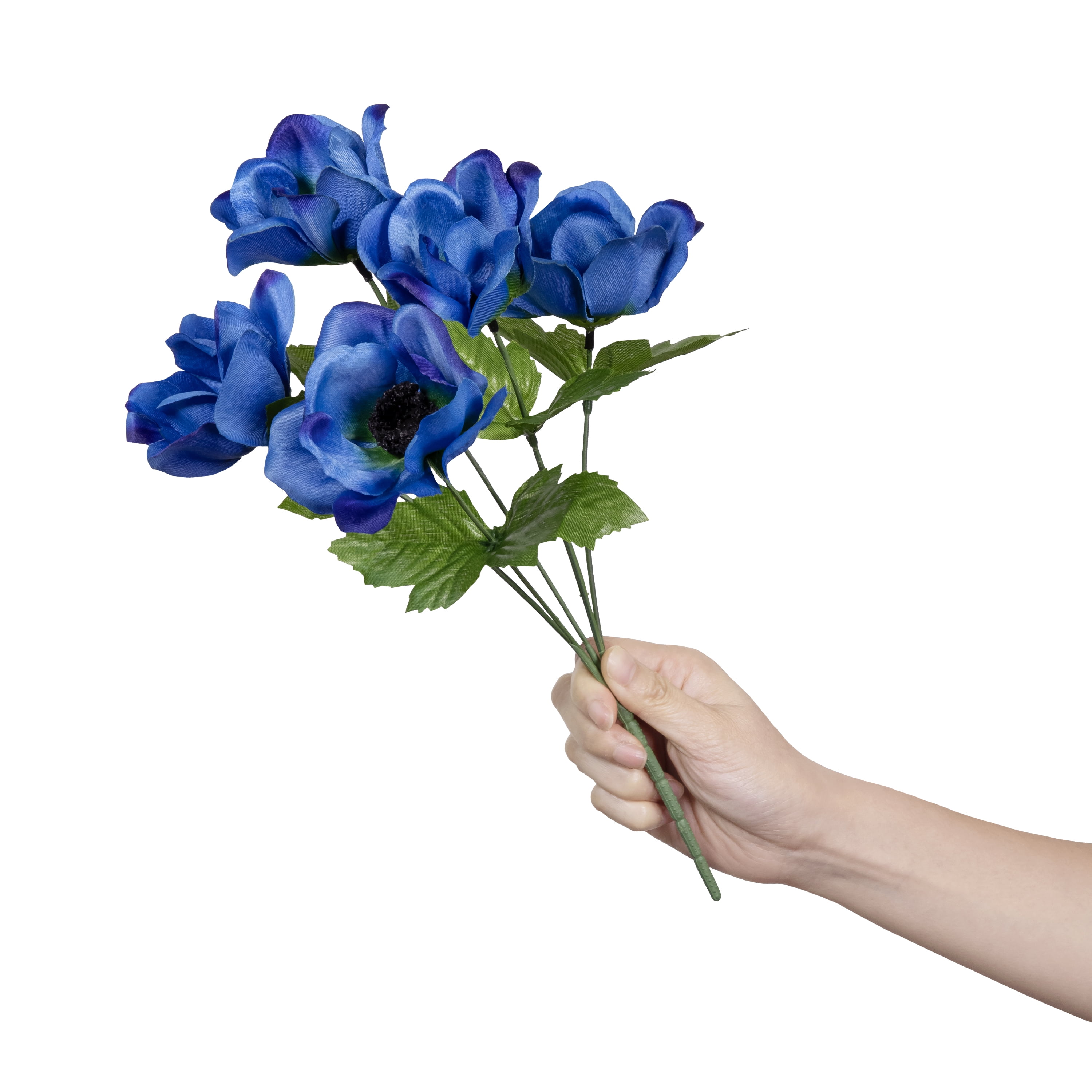 Mainstays Blue Artificial Anemone Flower Pick, 5 Heads, 13 in, Indoor Use