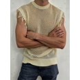 thumbnail image 4 of Men'S Crochet Knit Sleeveless Mesh Tank Top Khaki L, 4 of 7