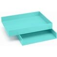 thumbnail image 6 of Poppin Dream Desk Set - Aqua, Letter Trays, Accessory Tray, This + That Tray, Pen Cup, 6 Gel Pens, Soft Cover Notebook, Stapler and Tape Dispenser, Complete Office Organizer Set, 6 of 18