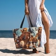 thumbnail image 6 of Zufioo Animal Filled Noahs Ark Print Large Capacity Beach Travel Bag, Zippered Pocket Foldable Hand-held Shoulder Beach Bag, 6 of 7
