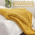 thumbnail image 5 of Chunky Knit Throw Blanket, 50''*60'' Knitted Throw Chenille Blankets for Bed Couch, Handmade Yellow Crochet Blanket Big Thick Blanket, Machine Washable Cute Comfy Blanket for Home Decor, 5 of 15