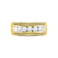 thumbnail image 2 of FB Jewels 14kt Yellow Gold Mens Round Diamond Single Row Textured Wedding Band Ring 1 Cttw, 2 of 4