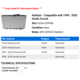 thumbnail image 2 of Radiator - Compatible with 1998 - 2002 Honda Accord 1999 2000 2001, 2 of 2