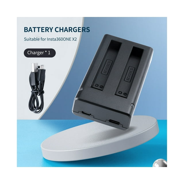 Fast Charger Safe Dual Interface DC 5V Quick Charging Steady Current Black Waterproof Sports Camera Charger for Insta 360 ONE X2-Black