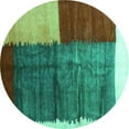 thumbnail image 1 of Ahgly Company Indoor Round Abstract Turquoise Blue Contemporary Area Rugs, 4' Round, 1 of 4