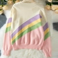 thumbnail image 4 of Felirenzacia Women's Casual Knit Pullover, Y2K Rainbow Stripped Sweater Fall Winter Clothes, 4 of 7