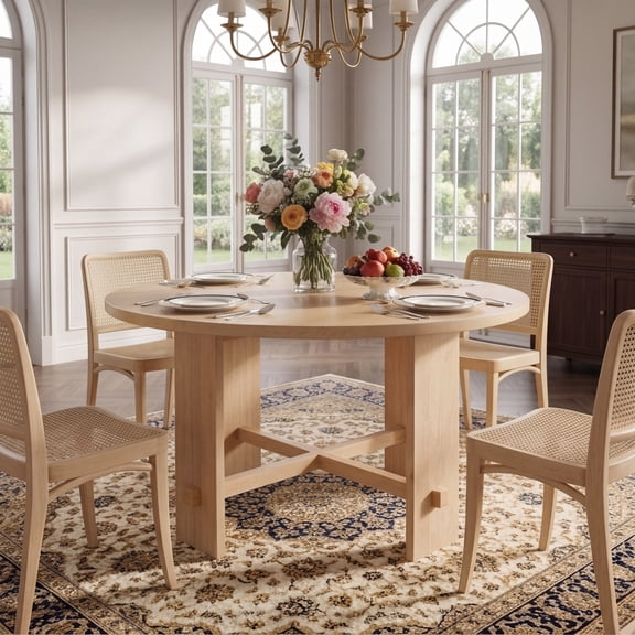 Christopher Knight Home 47.25" Scandinavian Round Solid Wood Dining Table, Natural Finish