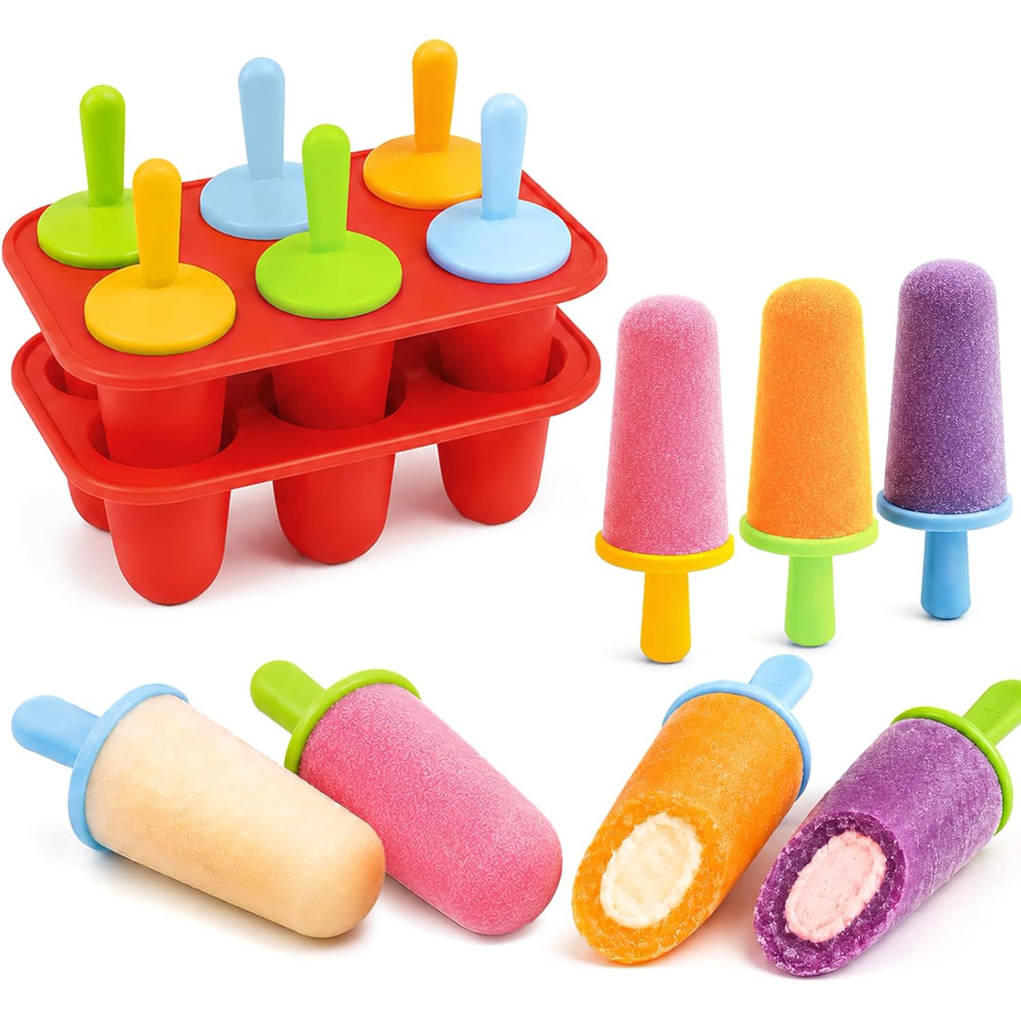 Stuffed Popsicle Mold, 2-in-1 Silicone Ice Pop Maker for Kids | Create Center-Filled Ice Pops with 12 Molds for Homemade Treats, BPA-Free Silicone Design for Toddlers, Families, Pets