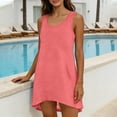 thumbnail image 4 of Women's Sleeveless Swimwear Coverups T Shirt Beach Dress Tank Bikini Cover Up Casual Loose Fit Dress Pink, 4 of 7