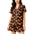 thumbnail image 2 of Pajamas for Women Simple Matching Halloween-Themed 2026 Fall Holiday Short Sleeve Tops With Shorts Cute Soft Pajama Set Black L, 2 of 4