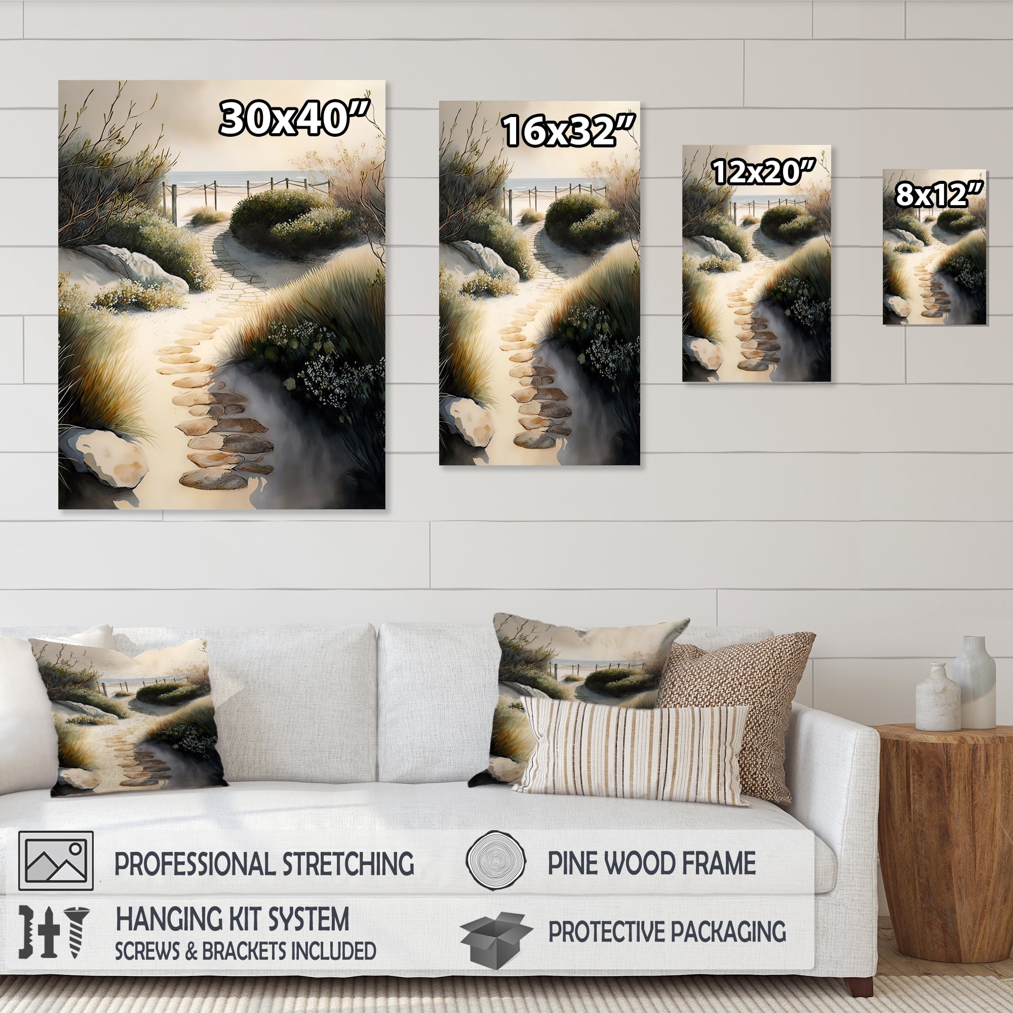 Designart Path To The Beach I Canvas Wall Art