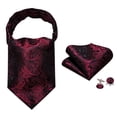 thumbnail image 4 of Corbata Ascot Barry.Wang Roja Vino con Set de Seda y Diseño Paisley, 4 of 6