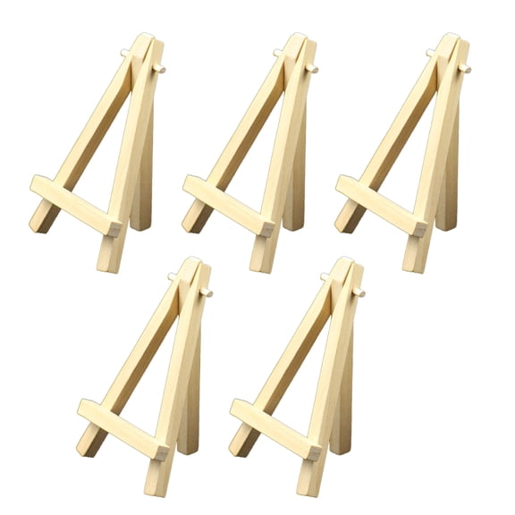 5 Pcs 5 Inch (Approx. 12.7 cm) Mini Wooden Display Stand, Children's Art Trapezoidal Easel Small Display Stand for Displaying Small Canvases, Business Cards, Photographs