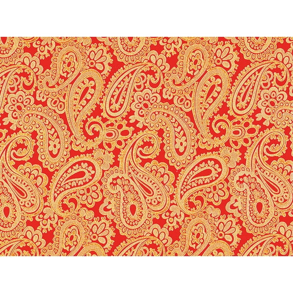 Pack of 1, Red/Gold Paisley 26" x 417' Half Ream Gift Wrap (Foil) for Holiday, Party, Kids' Birthday, Wedding & Special Occasion Packaging