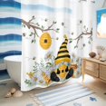 thumbnail image 5 of No Hook Shower Curtain, Yellow Gnomes Shower Curtains for Bathroom with See Through Top Window, Bees Spring Floral Daisy Branches Waterproof & Washable Bath Curtain Standard 72"x72", 5 of 9