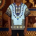 thumbnail image 2 of Africa Print Tee, Plus Size Dashiki Unisex Cotton Tunic Tops with Geometric Patterns and Breathable Comfort, 2 of 7