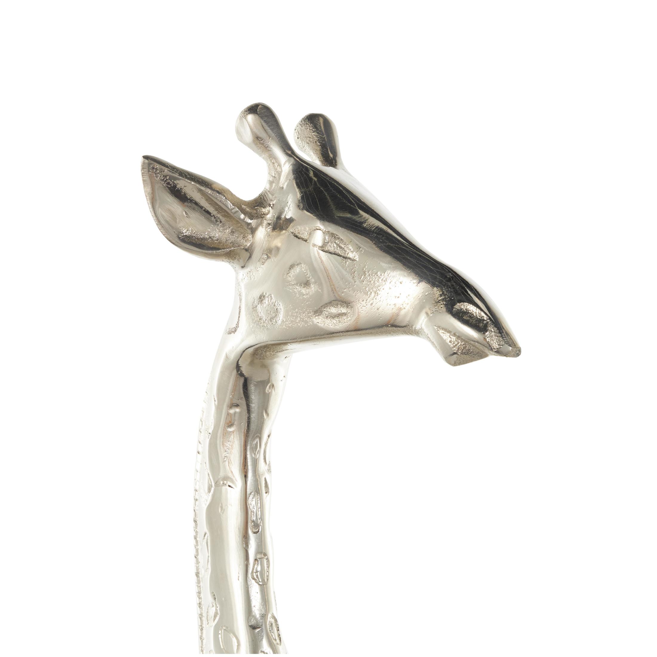 28", 27"H Silver Aluminum Metal Tall Giraffe Sculpture with Spotted Texturing, by DecMode (2 Count)
