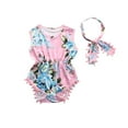 thumbnail image 1 of Kiapeise Baby Girls Sleeveless Print Romper + Headband, 1 of 5