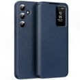 thumbnail image 1 of Smart View Window Phone Case with Card Holder - Leather Cover for 5G Smartphones in Green, 1 of 5
