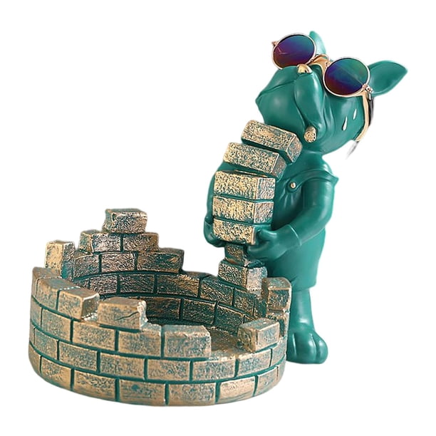 Bandeja de almacenamiento para estatuas, decoración del hogar, almacenamiento artístico, adornos de resina, escultura moderna Verde