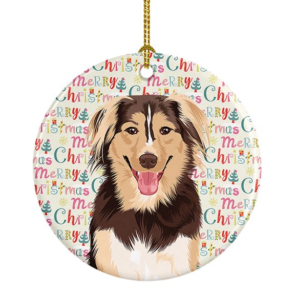 Australian Shepherd Red Tricolor #3 Christmas Ceramic Ornament 2.8 in x 2.8 in