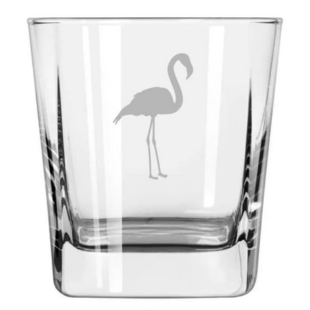 

12 oz Square Base Rocks Whiskey Double Old Fashioned Glass Flamingo