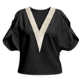 thumbnail image 6 of YVNAURA Women's Cold Shoulder Tops Summer Lace Trim V Neck Blouse Hollow Out Chiffon Shirt Trendy 2026 Loose Fit Short Sleeve Casual Tops for Women Going Out Date Night, Black,S, 6 of 6