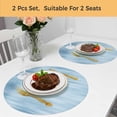thumbnail image 5 of Light Blue Round 13 Inch Placemats Set of 2, Modern Abstract Art Ombre Striped HeatResistant Non Slip Place Mats for Dining Table, Wipeable Braided Kitchen Table Mats for Housewarming, 5 of 9