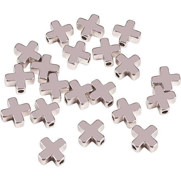 20 cuentas espaciadoras chapadas en platino para bisutería, manualidades y otros trabajos artesanales - 8 x 8 x 3 mm
