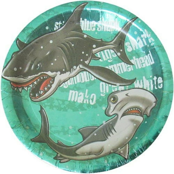 Summer Shark Metallic Large Paper Plates (8ct)