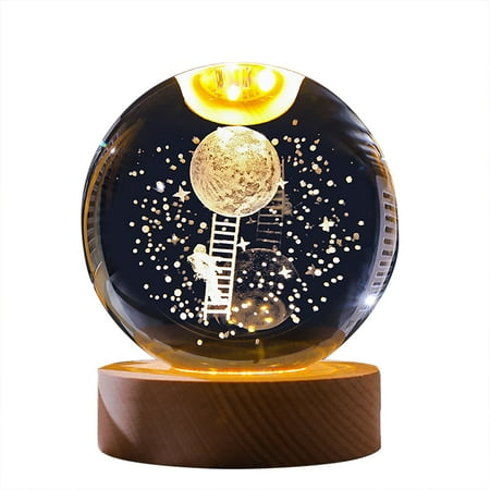 

Night Lights Lekdue Clearance! Christmas Crystal Lamp Night Lights Astronaut Planet Globe 3D Solar System with Led Light Base Astronomy Gift Lamp Birthday Gift Lamps for Mother Girlfriend