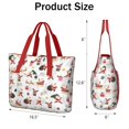 thumbnail image 3 of Tote Bag for Women - White Christmas Santa Pattern Shoulder Bag - Large Utility Work Duffle Bag with Zipper Handbag for Travel, Work, Sprots, 3 of 5