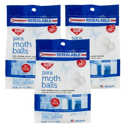 Enoz Para Moth Balls Clothes Moth & Carpet Beetle Killer (3 pack, 20