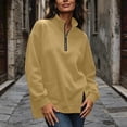 thumbnail image 4 of cocolona Womens Half Zip Pullover Sweatshirts Casual Long Sleeve Stand Collar Shirts Workout Loose Solid Color Tops, 4 of 8