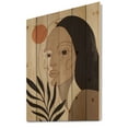 thumbnail image 2 of Designart 'Retro Minimal Portrait of Young Girl' Modern Print on Natural Pine Wood, 2 of 5