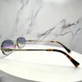 thumbnail image 4 of New MIU MIU Sunglasses Oval MUA54S ZVN80O Pale Gold Rimless Gradient Blue Metal, 4 of 6