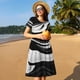 thumbnail image 4 of Balery Abstract Black White Swirls Vestidos sueltos de manga corta para mujer, vestidos de verano 2025, vestidos casuales de corte A con vuelo., 4 of 6