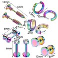 thumbnail image 5 of 12Pcs/set Stainless Steel Ear Studs Unisex Screw Barbell Piercing Earrings Decor, 5 of 5