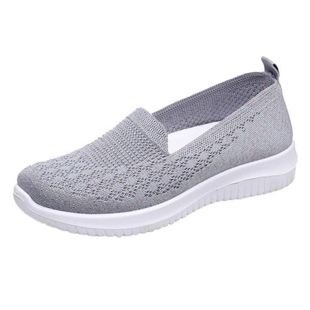 Siilsaa Sneakers Women Slip On Fashion Sneaker Slip on Shoes for Women Loafers Comfort Casual Low Top Sneakers Grey 7.5