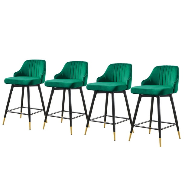 Omni House 25" Swivel Counter Height Bar Stools Set of 4, Velvet