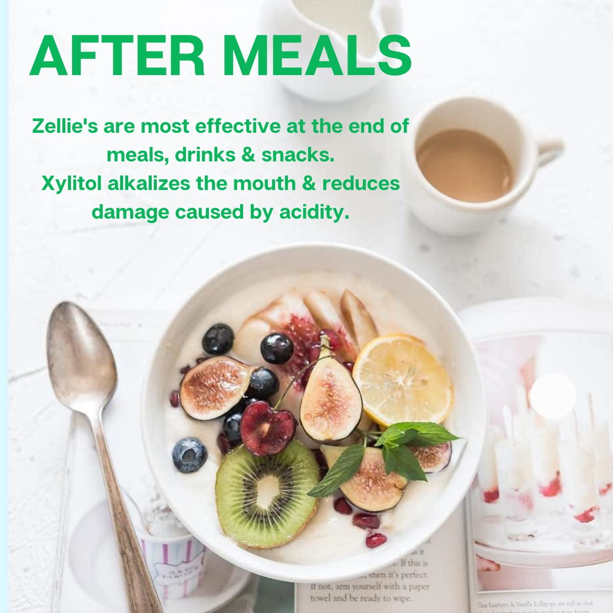 Zellies Xylitol Chewing Gum, Spearmint Flavor, Single Pouch, 240 Count