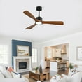 thumbnail image 2 of 52 Inch Solid Wood Ceiling Fan With Dimmable LED Light Kit And Remote Control 6 Speed DC Motor For Living Room Bedroom Patio Indoor Use Matte Black, 2 of 9