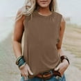 thumbnail image 6 of qucoqpe Womens Summer Tank Tops Crew Neck Sleeveless Basic T-Shirts Casual Loose Solid Color Tees Lightweight Pullover Blouses, 6 of 6