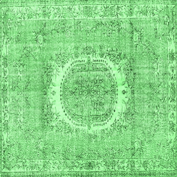 Ahgly Company Indoor Square Persian Emerald Green Traditional Area Rugs, 8' Square