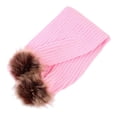 thumbnail image 3 of Milaget KIDS GIRLS WARM SOFT KNIT WINTER SCARF WRAP NECK WARMER FAUX POMPOM Pink, 3 of 5